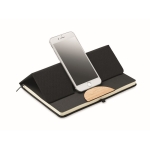 RPET notebook with phone holder and bamboo details, A5 black colour second view