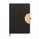 RPET notebook with phone holder and bamboo details, A5 black colour fourth view