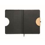 RPET notebook with phone holder and bamboo details, A5 black colour sixth view