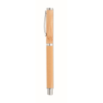 Roller pen with bamboo and chrome accessories, blue ink wood colour fifth view