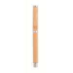 Roller pen with bamboo and chrome accessories, blue ink wood colour seventh view