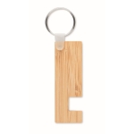 Bamboo keyring with mobile phone holder wood colour second view