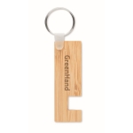 Bamboo keyring with mobile phone holder wood colour second main view