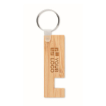 Bamboo keyring with mobile phone holder view with print area