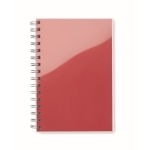 Lined notebook with ring binding made of recycled plastic, A5 red colour