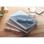 Lined notebook with ring binding made of recycled plastic, A5 royal blue colour ambient view