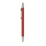 Eco-friendly ballpoint pen in recycled aluminium with blue ink red colour third view