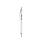 Eco-friendly ballpoint pen in recycled aluminium with blue ink white colour view with print area