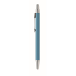 Eco-friendly ballpoint pen in recycled aluminium with blue ink turquoise colour third view