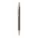 Eco-friendly ballpoint pen in recycled aluminium with blue ink titanium colour seventh view