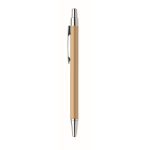 Eco-friendly ballpoint pen in recycled aluminium with blue ink gold colour third view