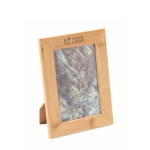 Rectangular wooden photo frame with logo, 10x15cm natural colour view with print area