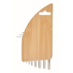 Hex key set in bamboo holder wood colour fourth view