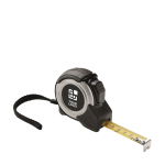 Measuring tape with auto-stop function, rubber housing, 5m black colour view with print area