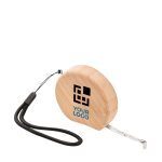 Measuring tape, sustainable bamboo housing, with carry loop, 2m wood colour view with print area