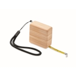 Environmentally friendly tape measure in square bamboo, 1m wood colour