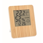 Weather station with bamboo front as a promotional item wood colour