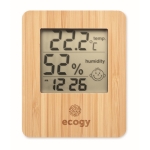 Weather station with bamboo front as a promotional item wood colour fourth main view