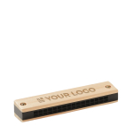 Wood-finish harmonica, for a promotional gift wood colour view with print area