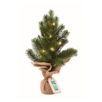 Small plastic Christmas tree as a decoration for the office green colour view with print area