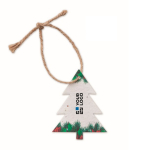 Christmas tree decoration made from wildflower seed paper white colour view with print area