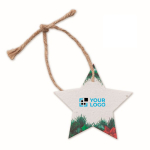 Star-shaped decoration, made of wildflower seed paper white colour view with print area