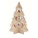 Small wooden Christmas tree with 10-piece decoration wood colour