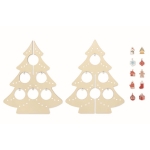 Small wooden Christmas tree with 10-piece decoration wood colour second view