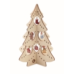 Small wooden Christmas tree with 10-piece decoration wood colour main view