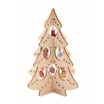 Small wooden Christmas tree with 10-piece decoration wood colour view with print area