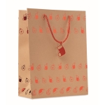 Christmas kraft paper bags with handle and your printed logo red colour