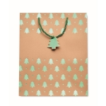 Christmas kraft paper bags with handle and your printed logo green colour second view