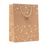 Christmas kraft paper bags with handle and your printed logo gold colour