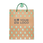 Christmas kraft paper bags with handle and your printed logo view with print area