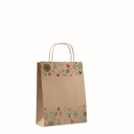 Small Christmas gift bag, recycled paper natural colour