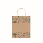 Small Christmas gift bag, recycled paper natural colour third view