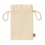 Small organic cotton, drawstring gift bag, 105 g/m2 natural colour second view