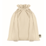 Medium organic cotton, drawstring gift bag, 105 g/m2 natural colour