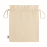 Medium organic cotton, drawstring gift bag, 105 g/m2 natural colour third view