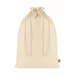 Large organic cotton, drawstring gift bag, 105 g/m2 natural colour