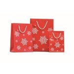 Small red gift bag with a white snowflake motif red colour second ambient view