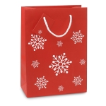 Medium red gift bag with a white snowflake motif red colour