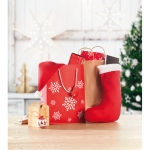 Medium red gift bag with a white snowflake motif red colour fourth ambient view