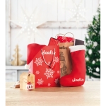 Medium red gift bag with a white snowflake motif red colour fourth ambient view 2