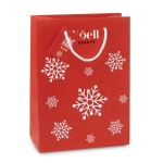 Medium red gift bag with a white snowflake motif red colour main view