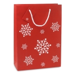 Large red gift bag with a white snowflake motif red colour