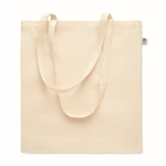 Organic canvas cotton bag with long handles, 180 g/m² natural colour