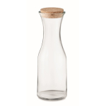 Large branded glass bottle with cork cap, 1 L transparent colour