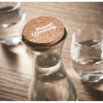 Large branded glass bottle with cork cap, 1 L transparent colour third ambient view 2