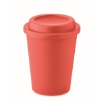 Double-walled plastic takeaway cup, 300 ml red colour